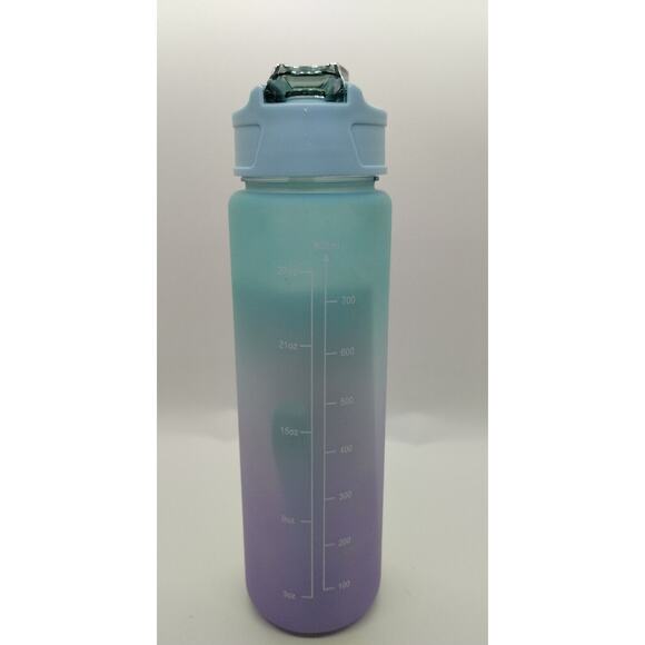 27oz Water Bottle with Time Marker and Straw - Motivational Teal Lid - Picture 2 of 3